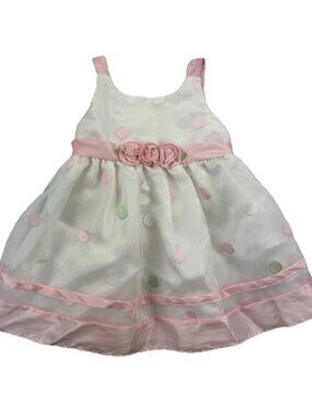 Jenny & Me Easter Dress 24M Toddler Girl Pink Polka Dot Party Spring